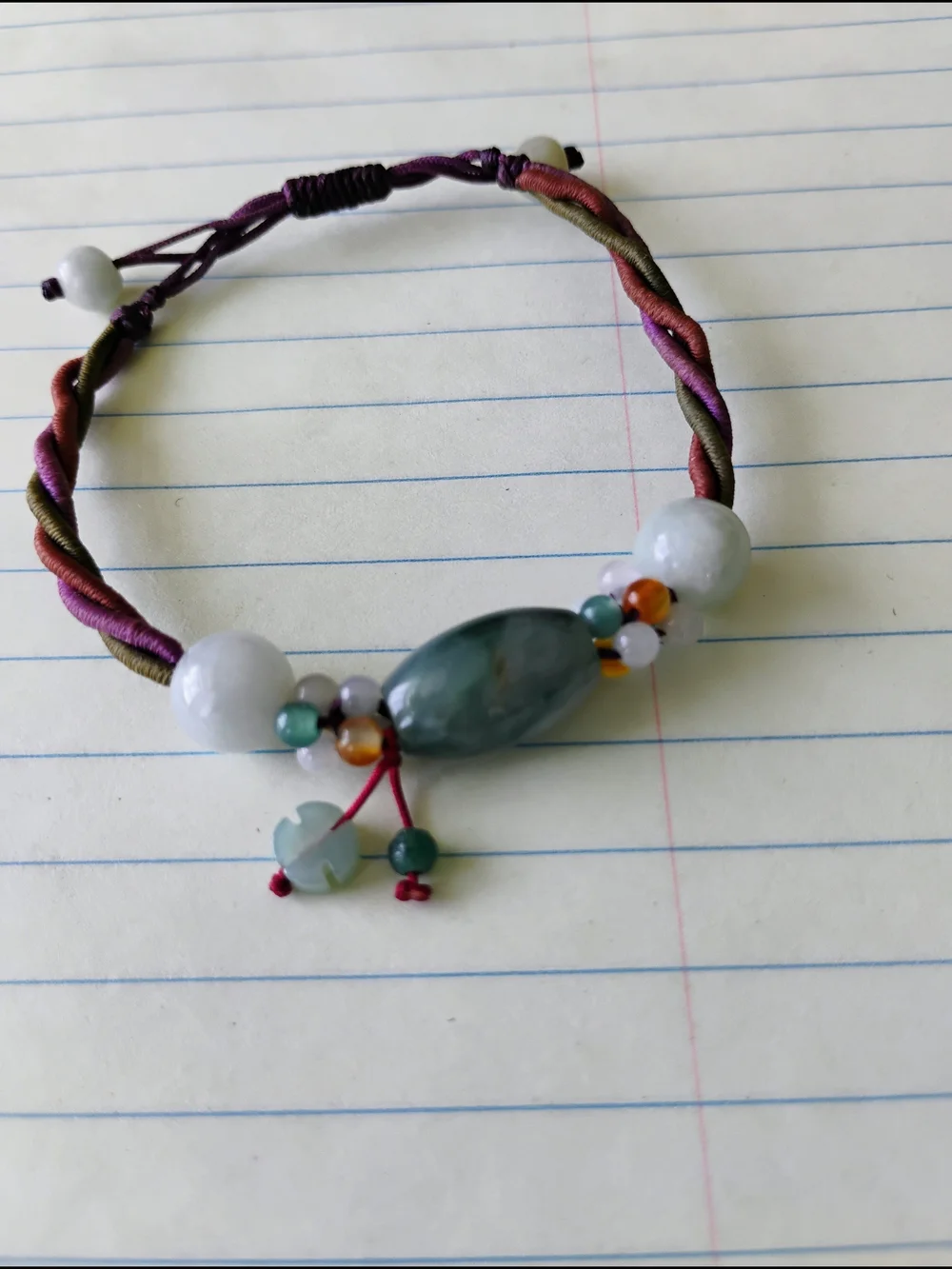 Adjustable Jade Bead Bracelet